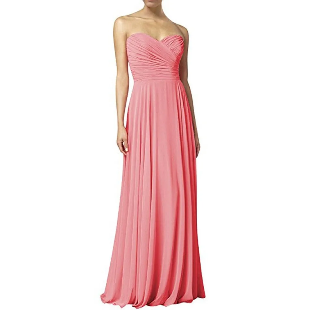 Off The Shoulder Prom Gown Long Chiffon Bridesmaid Dress
