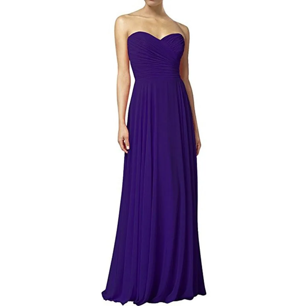Off The Shoulder Prom Gown Long Chiffon Bridesmaid Dress