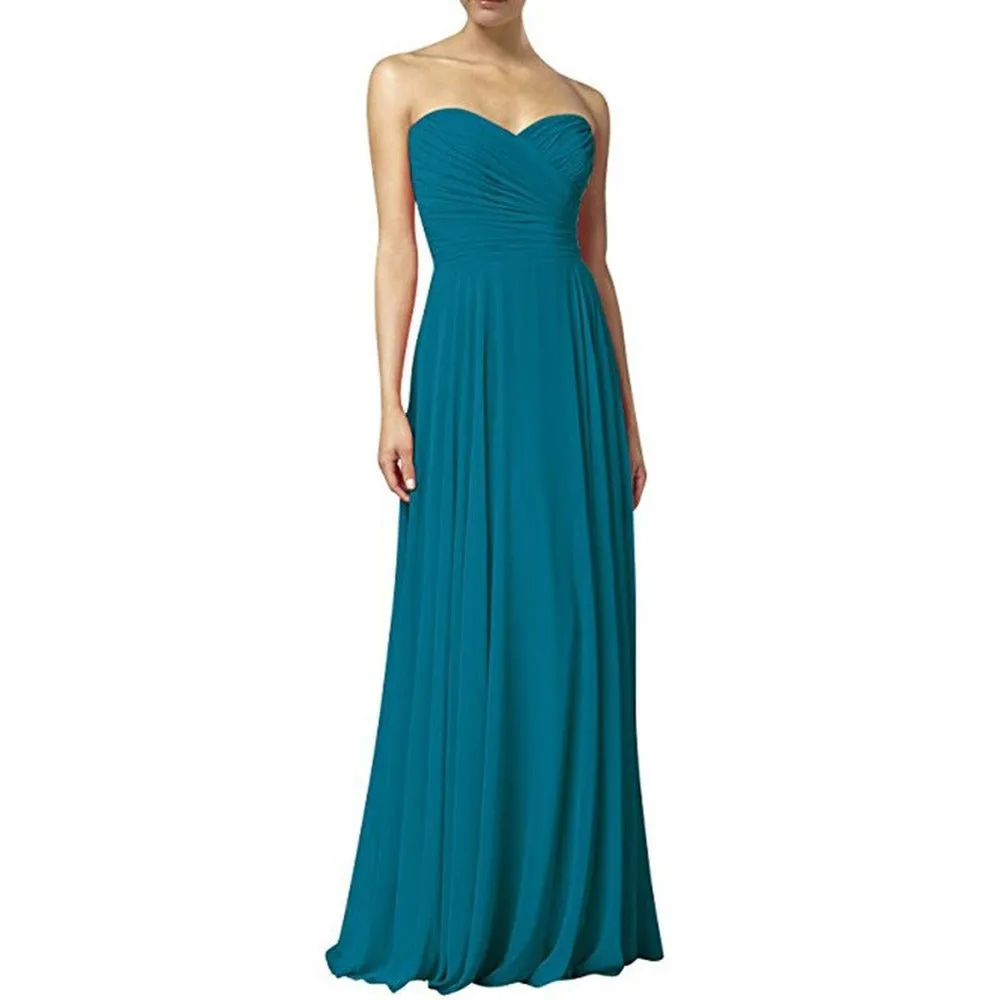 Off The Shoulder Prom Gown Long Chiffon Bridesmaid Dress