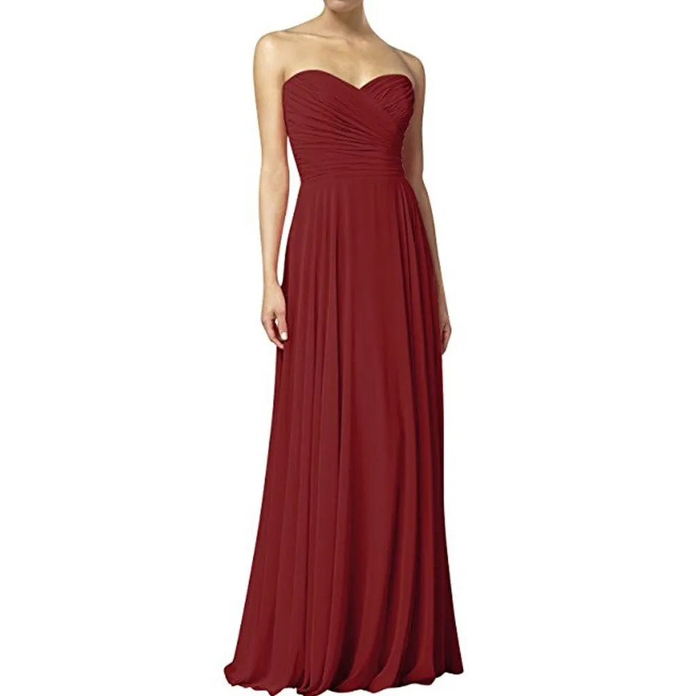 Off The Shoulder Prom Gown Long Chiffon Bridesmaid Dress