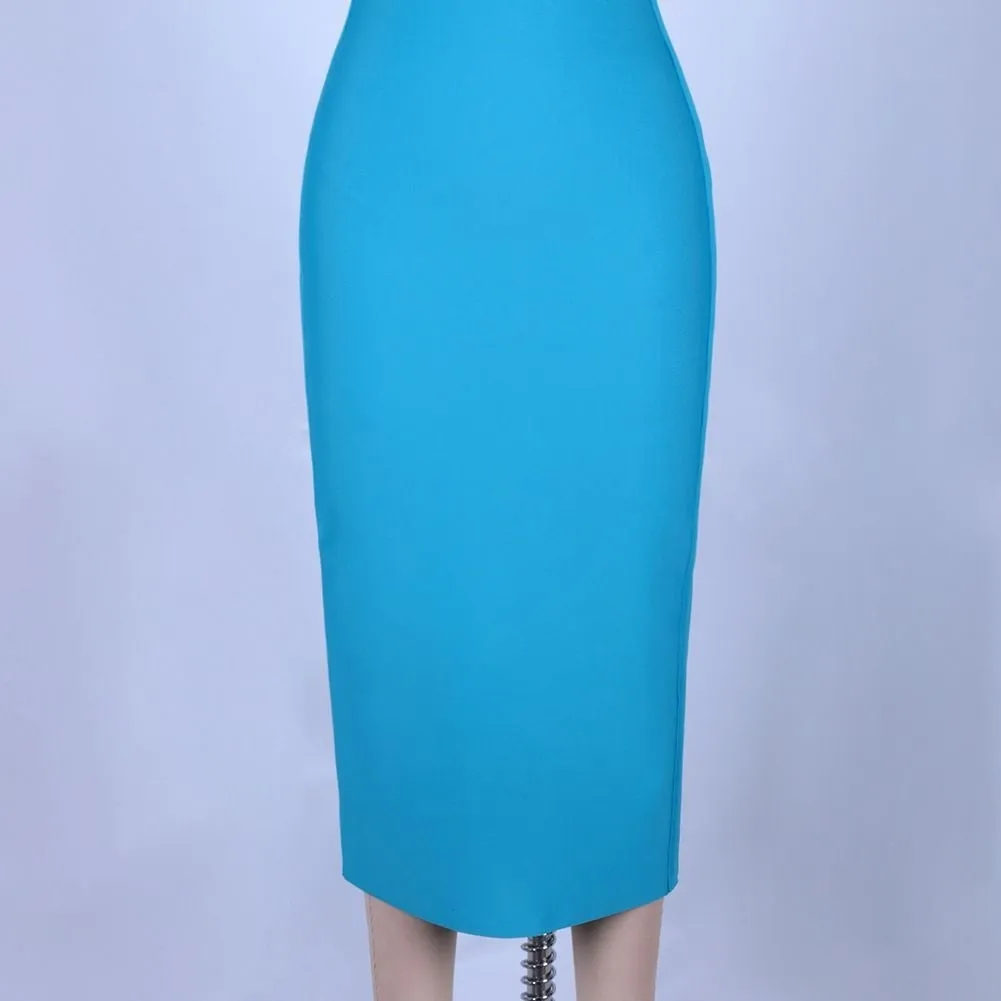 One Shoulder Asymmetrical Midi Bandage Dress PPHK054