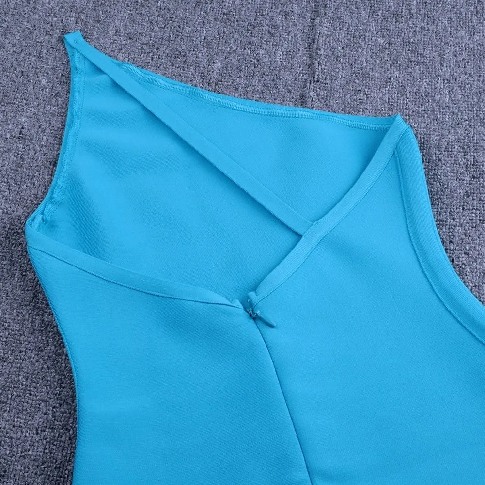 One Shoulder Asymmetrical Midi Bandage Dress PPHK054