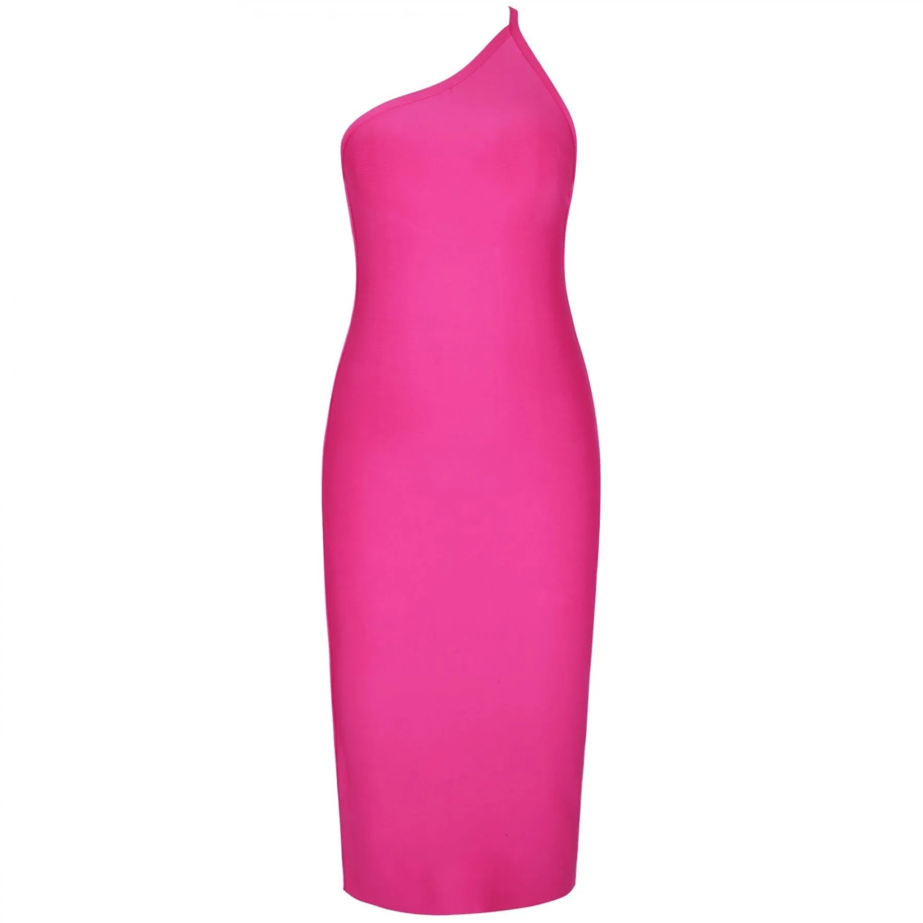 One Shoulder Asymmetrical Midi Bandage Dress PPHK054