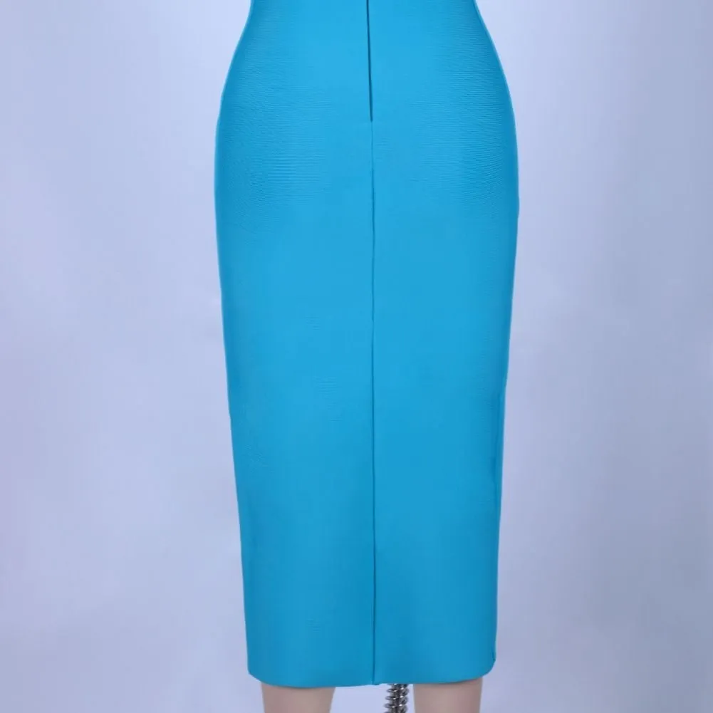 One Shoulder Asymmetrical Midi Bandage Dress PPHK054