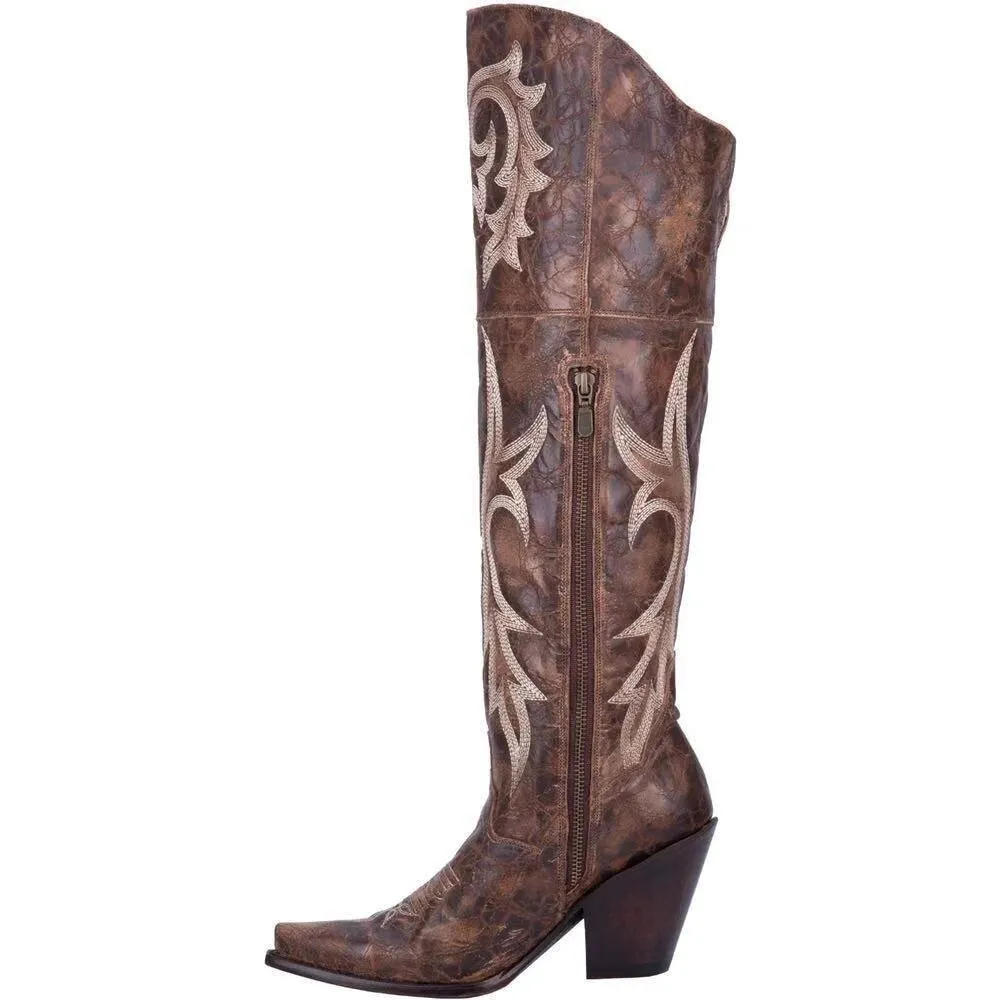 Over The Knee Boots High Heel Retro Embroidered Plus Size Women Shoes