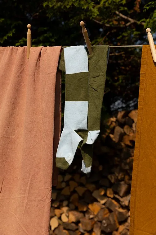 Over the knee socks | wanderer | seventies green   sky blue