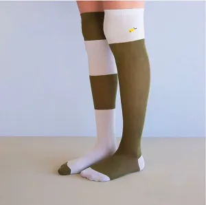 Over the knee socks | wanderer | seventies green   sky blue