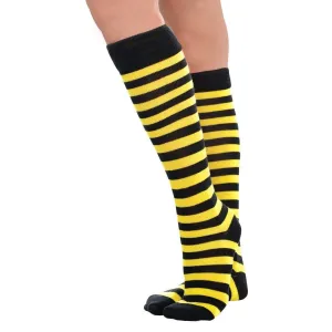 Over the Knee Stripe Socks - Yellow/Black