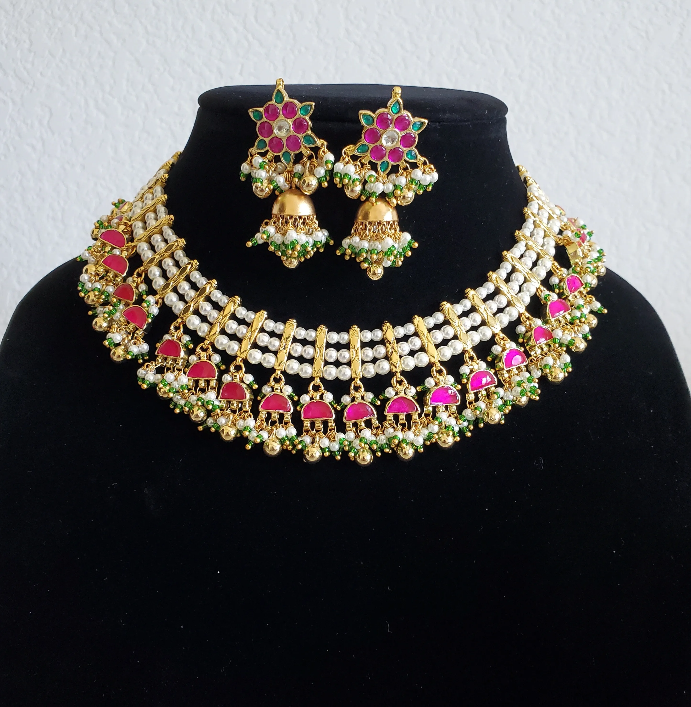 Pachi Kundan Pearl Necklace Set With Gold Plating