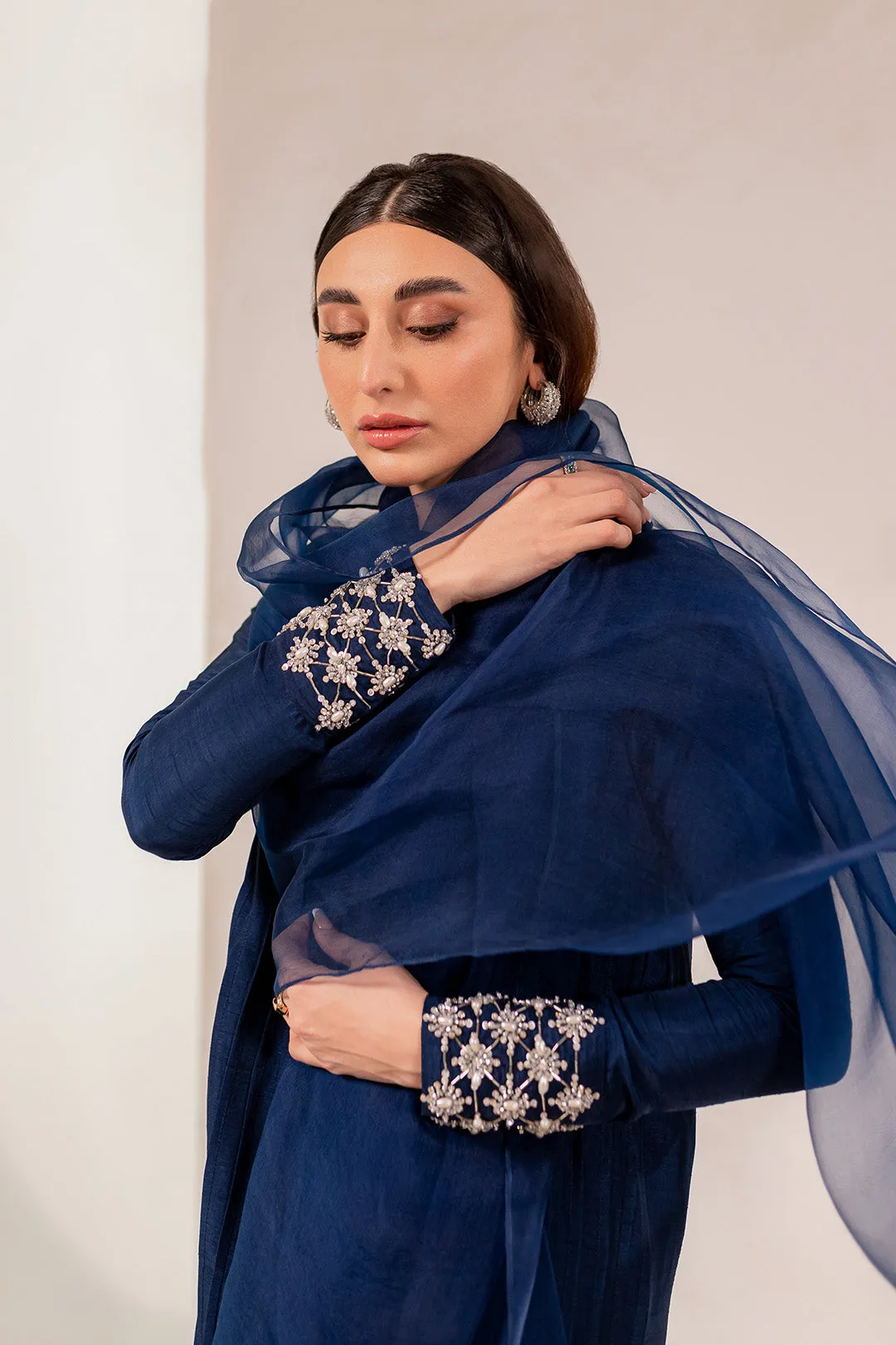 Pakistani Blue Kameez Trouser Dupatta Style Eid Dress