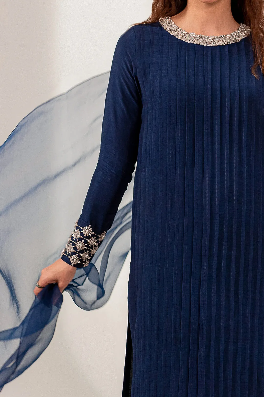 Pakistani Blue Kameez Trouser Dupatta Style Eid Dress