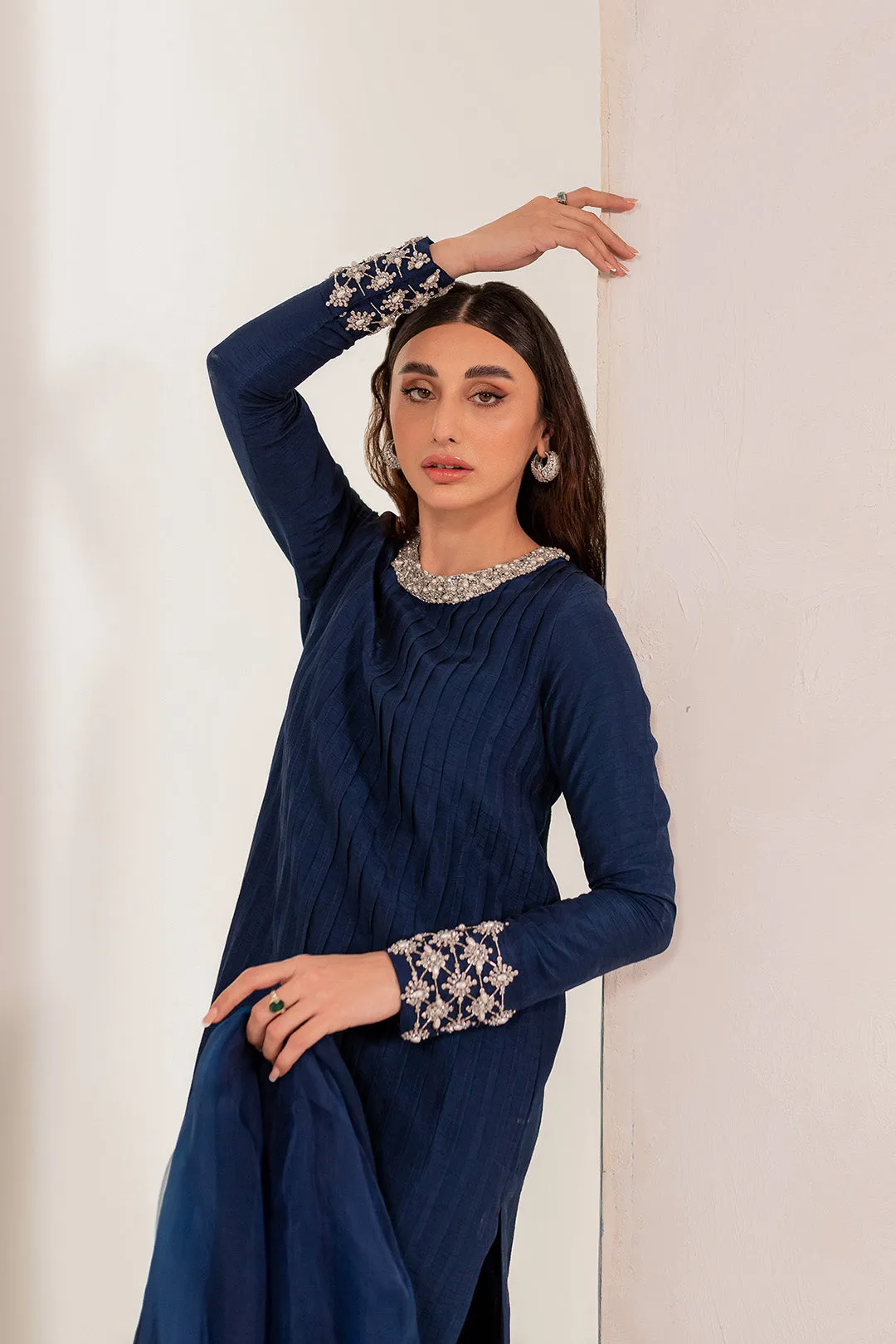 Pakistani Blue Kameez Trouser Dupatta Style Eid Dress
