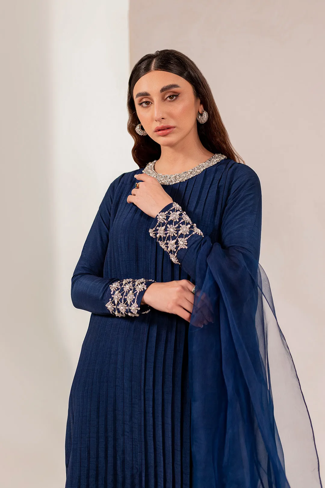 Pakistani Blue Kameez Trouser Dupatta Style Eid Dress