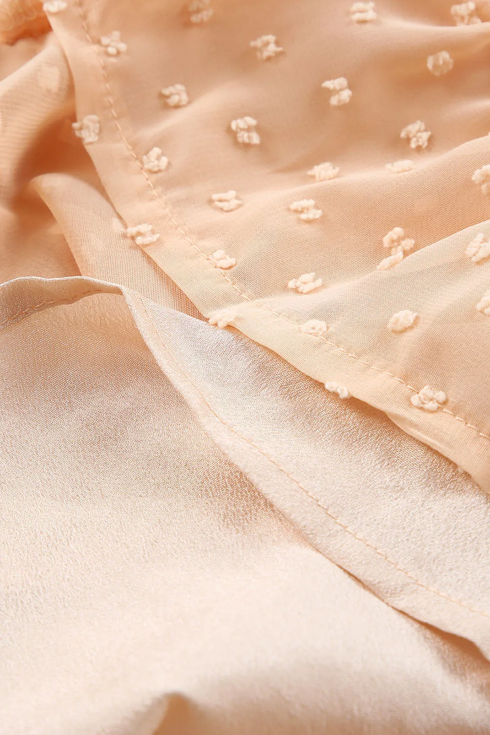 Pink Swiss Dot Bubble Sleeve Ruffle Mini Dress