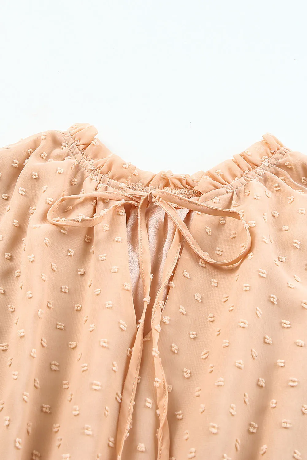 Pink Swiss Dot Bubble Sleeve Ruffle Mini Dress