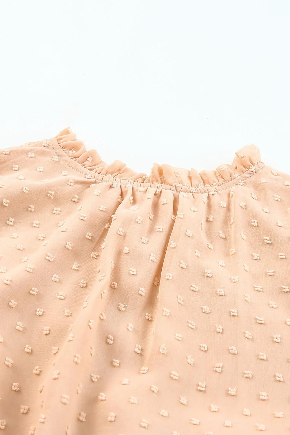 Pink Swiss Dot Bubble Sleeve Ruffle Mini Dress