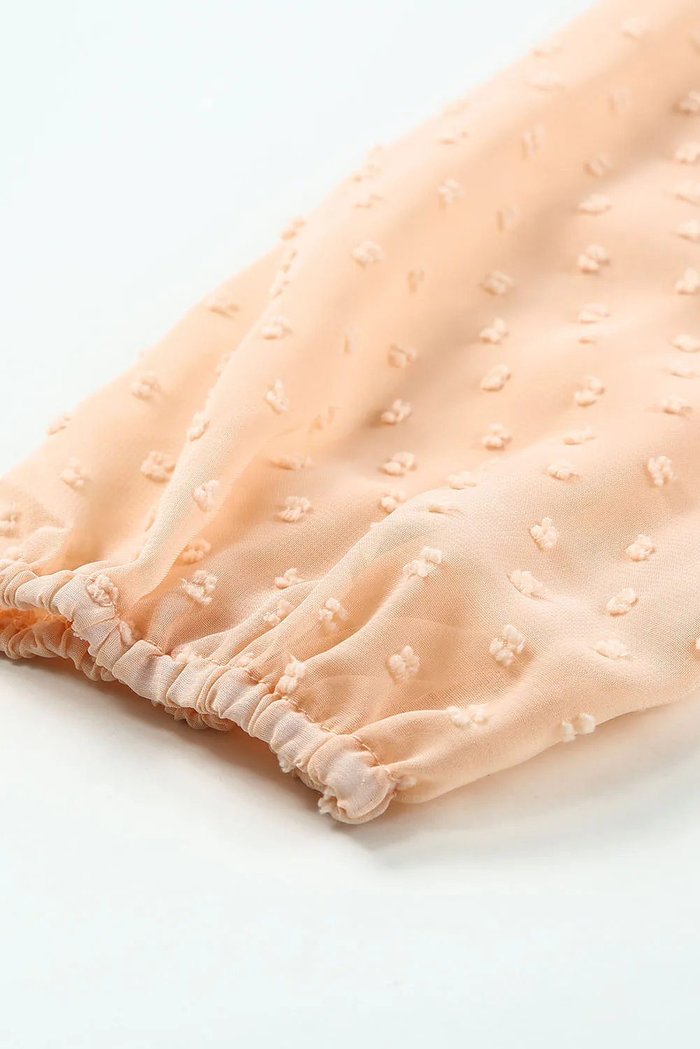 Pink Swiss Dot Bubble Sleeve Ruffle Mini Dress