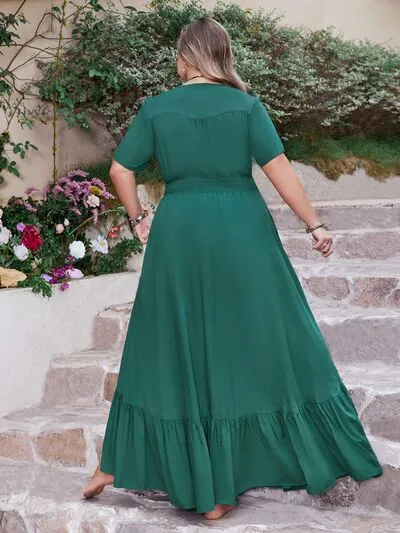 Plus Size Button Detail  Maxi Dress