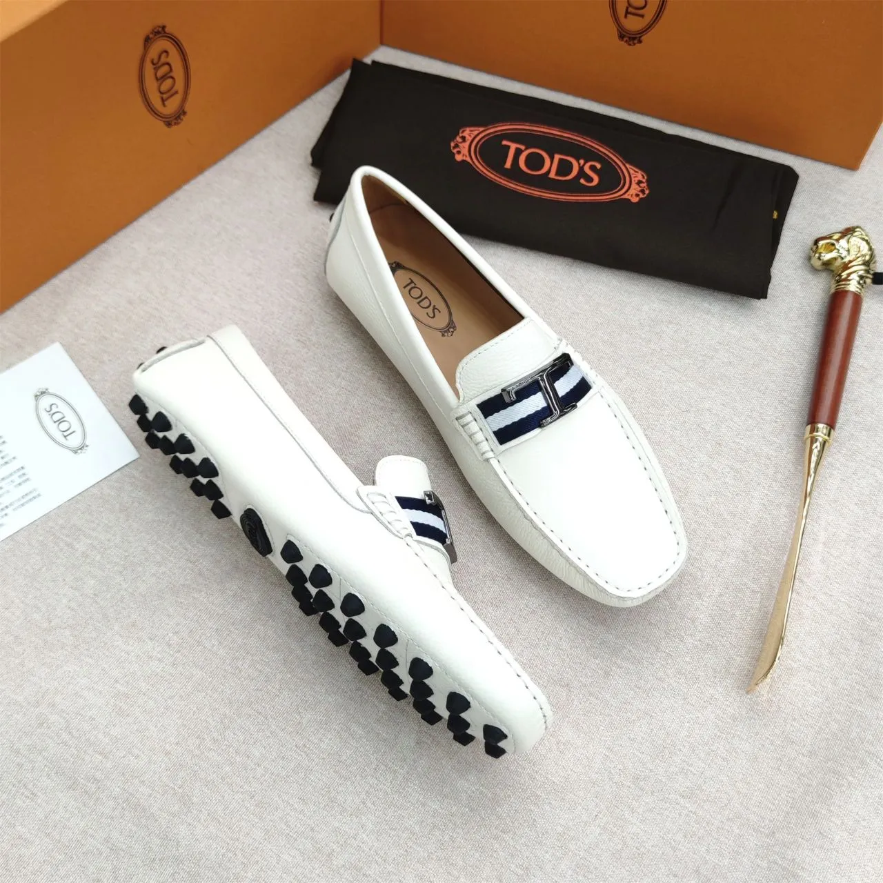 Premium Initial T Logo White  Loafers  For men