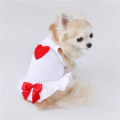 Puff Heart Dress in Red and Pink