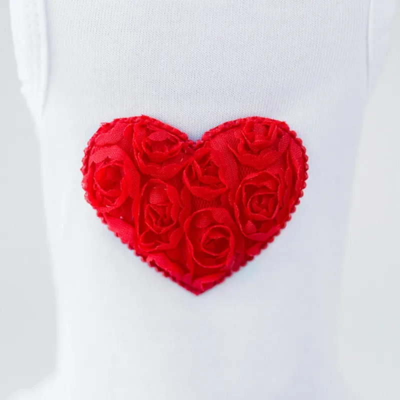 Puff Heart Dress in Red and Pink