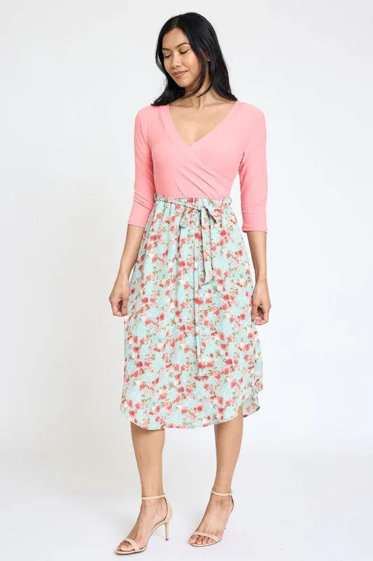 Quarter Sleeve Sash Dress