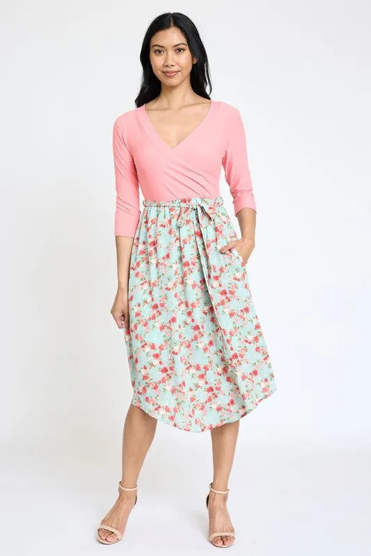 Quarter Sleeve Sash Dress