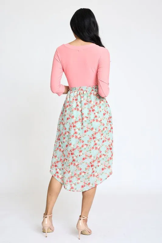 Quarter Sleeve Sash Dress