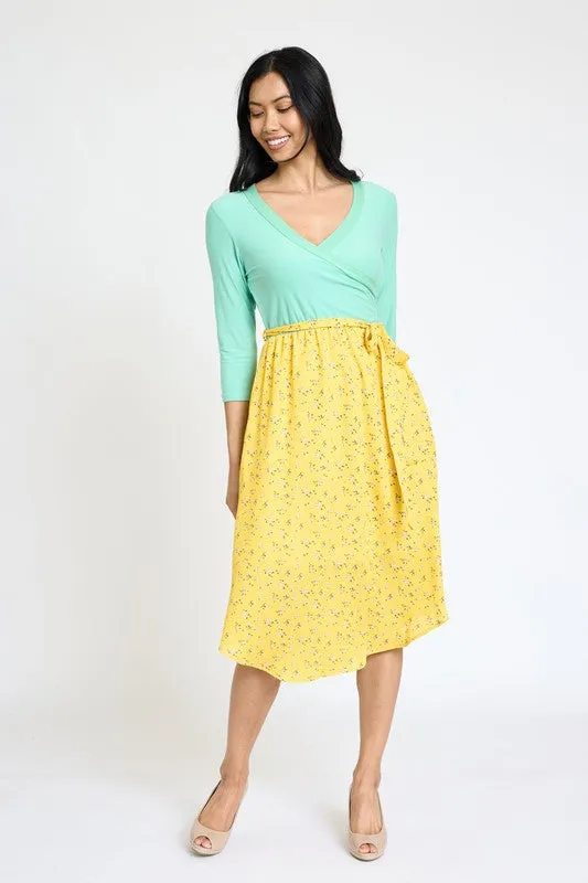 Quarter Sleeve Sash Dress