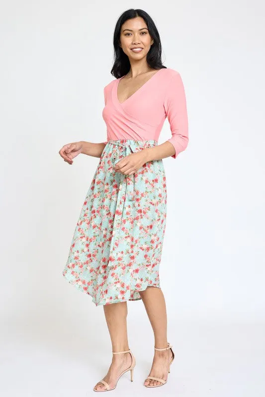 Quarter Sleeve Sash Dress