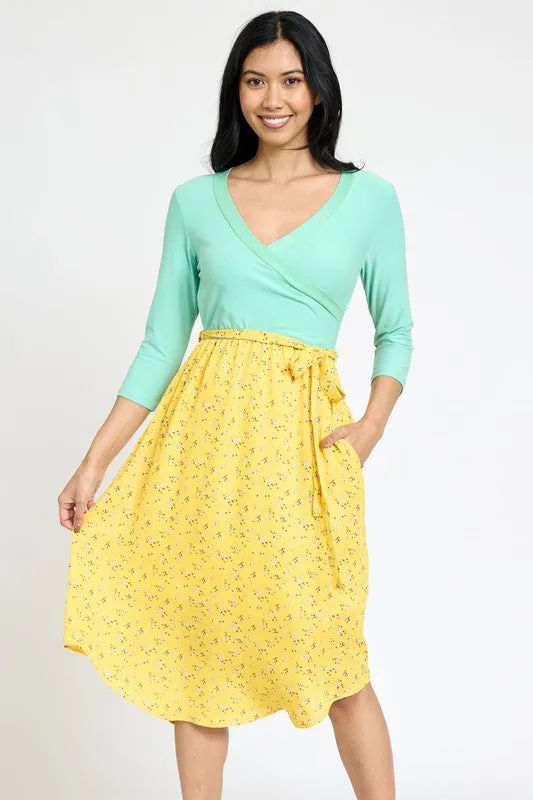 Quarter Sleeve Sash Dress