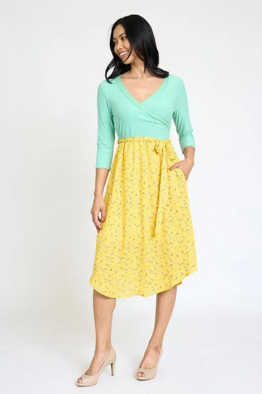 Quarter Sleeve Sash Dress