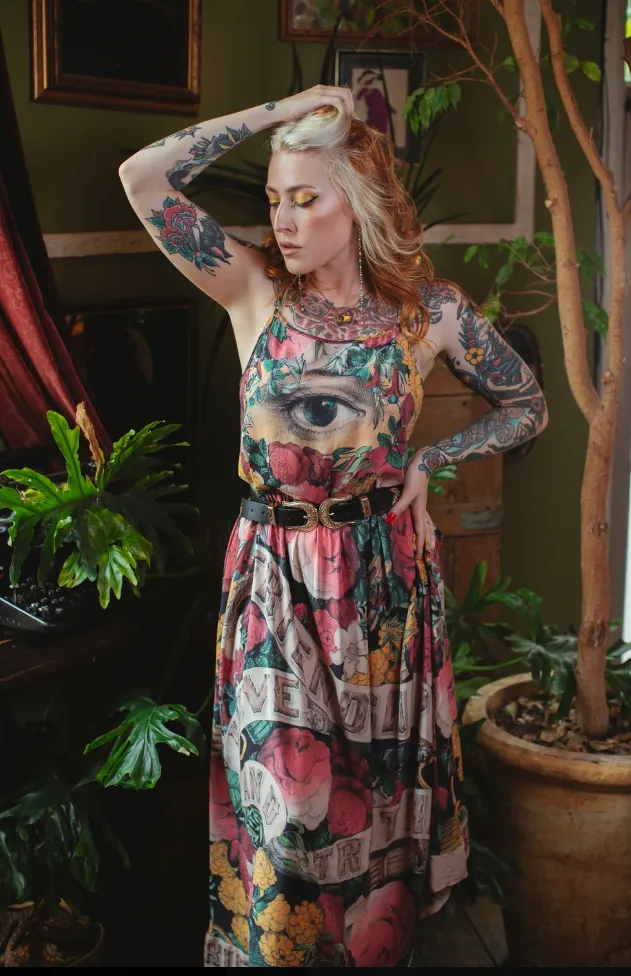 "Friendship Love and Truth" Eclectic Bohemian Slip Dress