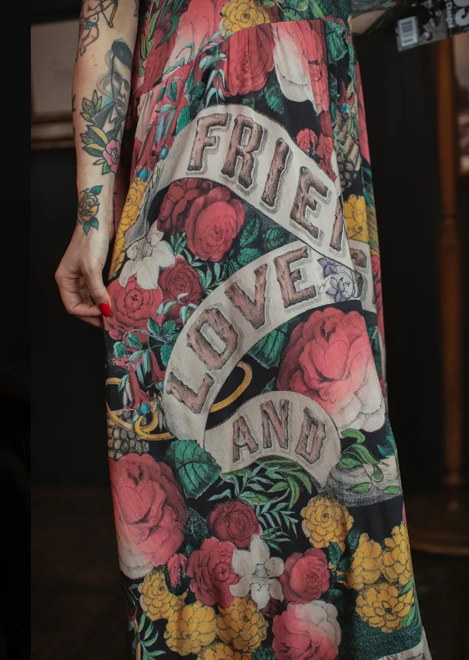 "Friendship Love and Truth" Eclectic Bohemian Slip Dress