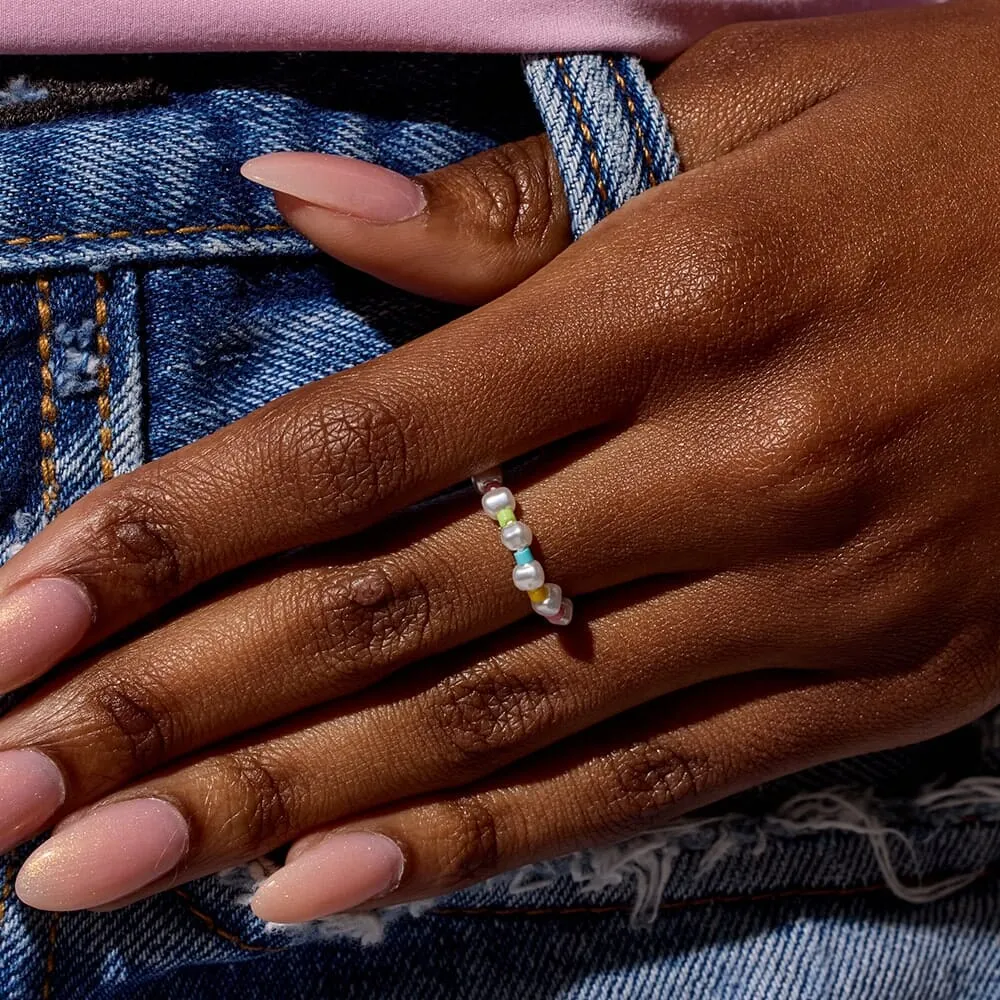 Rainbow Reef Pearl Stretch Ring
