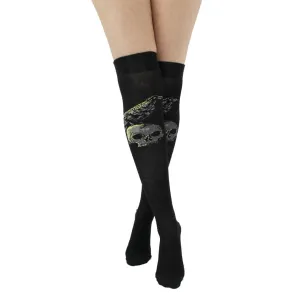 Raven Skull Over The Knee Sock