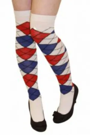 Red Blue and White Diamond Socks