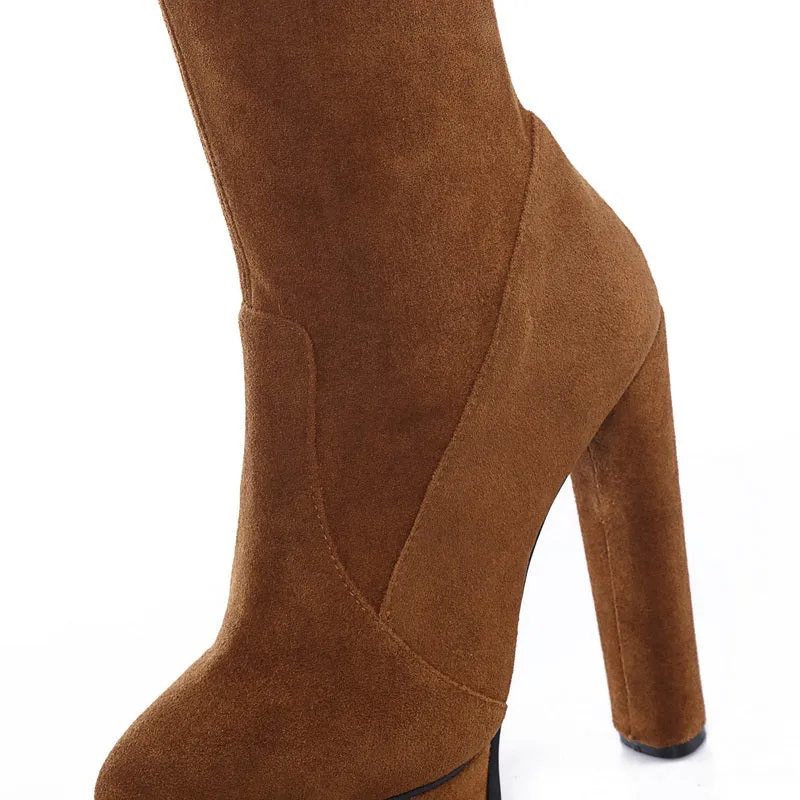 redwine genuine leather side lace-up thigh boots stiletto heels sexy autumn winter high booties
