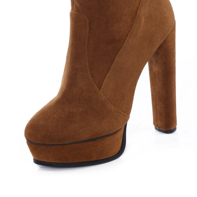 redwine genuine leather side lace-up thigh boots stiletto heels sexy autumn winter high booties
