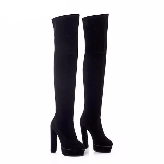 redwine genuine leather side lace-up thigh boots stiletto heels sexy autumn winter high booties