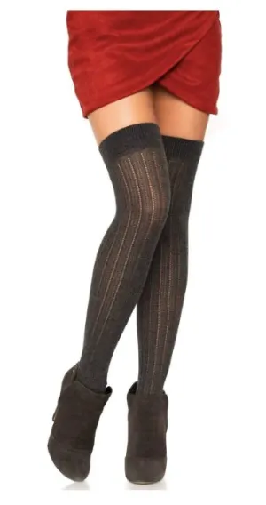 Rib Over the Knee Socks Grey