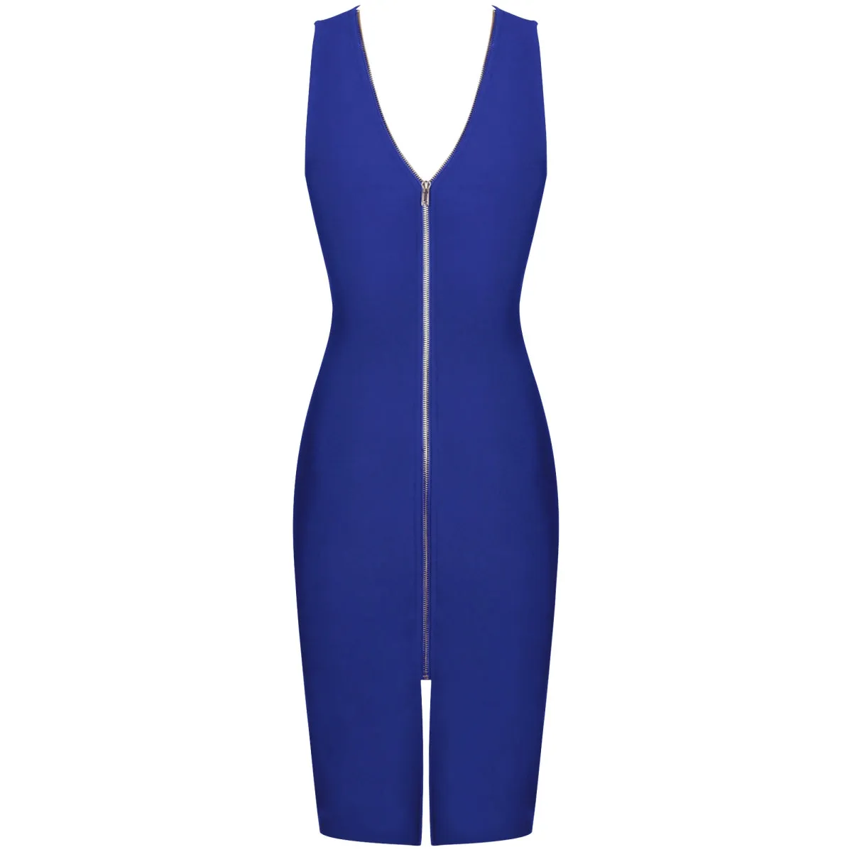 Round Neck Sleeveless Plain Over Knee Bandage Dress PP091905