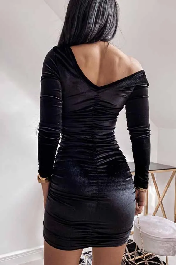 Ruched Bodycon Velour Dress