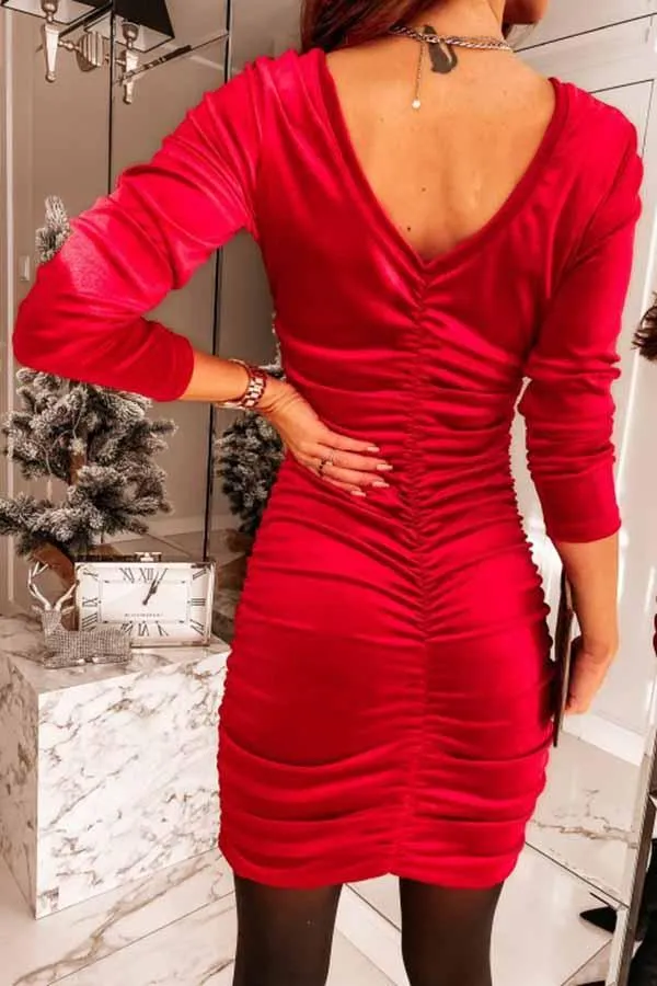 Ruched Bodycon Velour Dress