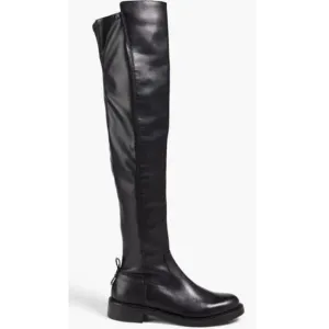 Sam Edelman Over The Knee Boots Size 7.5 Black Leather Narisa Zip Up Block Heel
