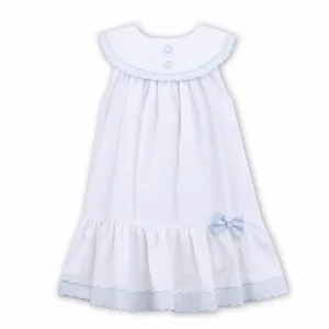 SARAH LOUISE BLUE BISHOP COLLAR DRESS SUMMER 2019 011572