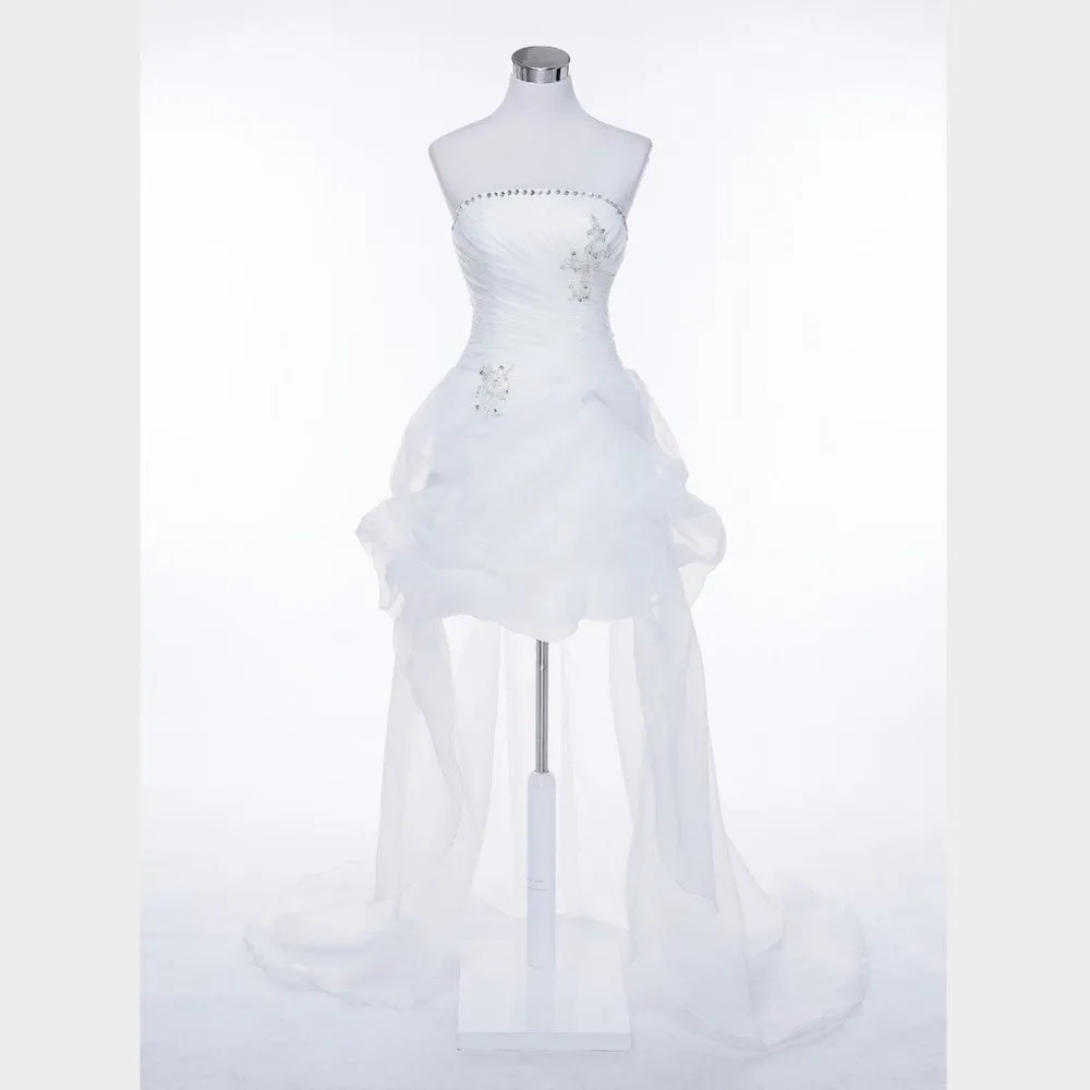 sd-hk White Wedding Dress Strapless Ruffles Bridesmaid Dress