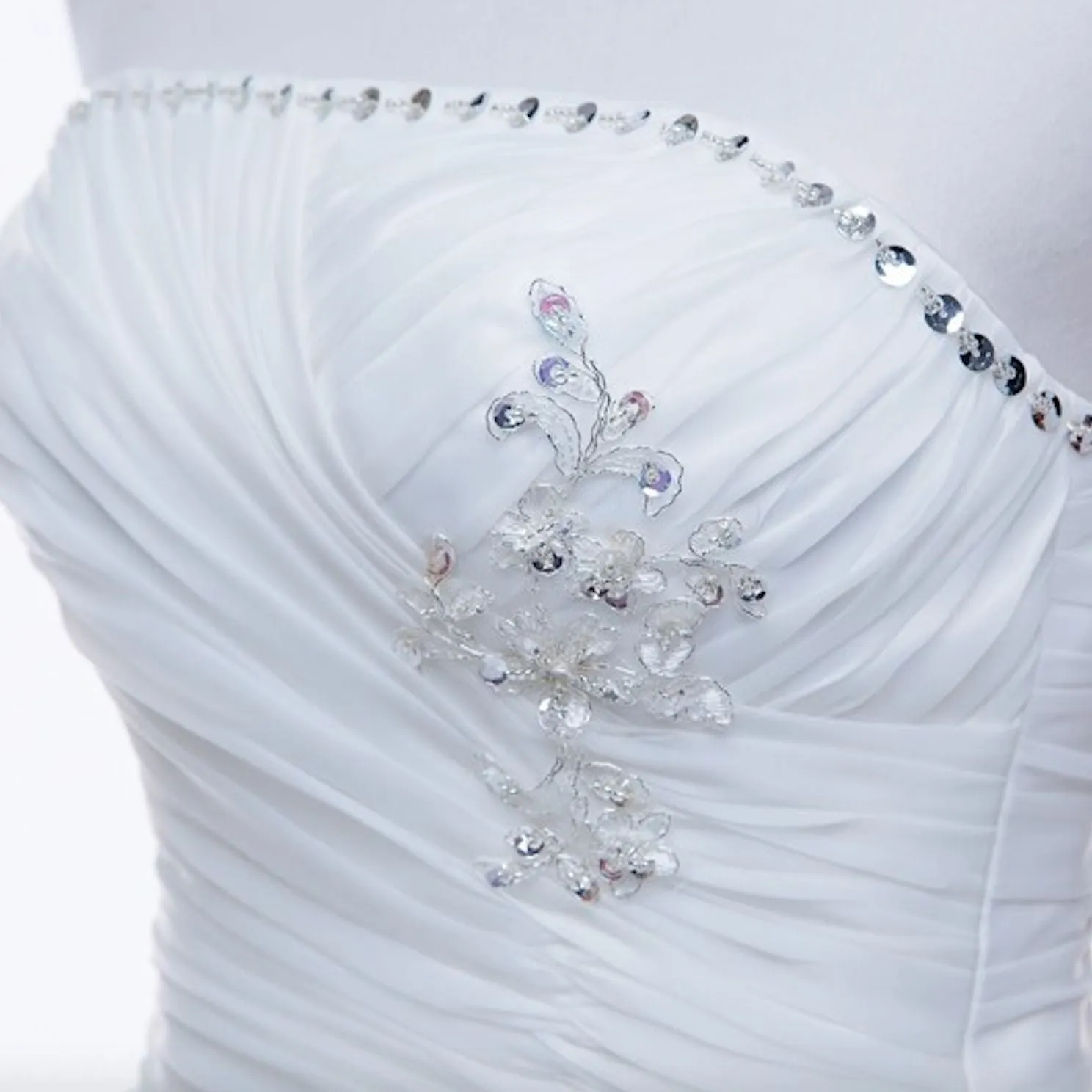 sd-hk White Wedding Dress Strapless Ruffles Bridesmaid Dress