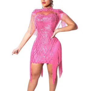 Sequins Tassel Design Bodycon Dress