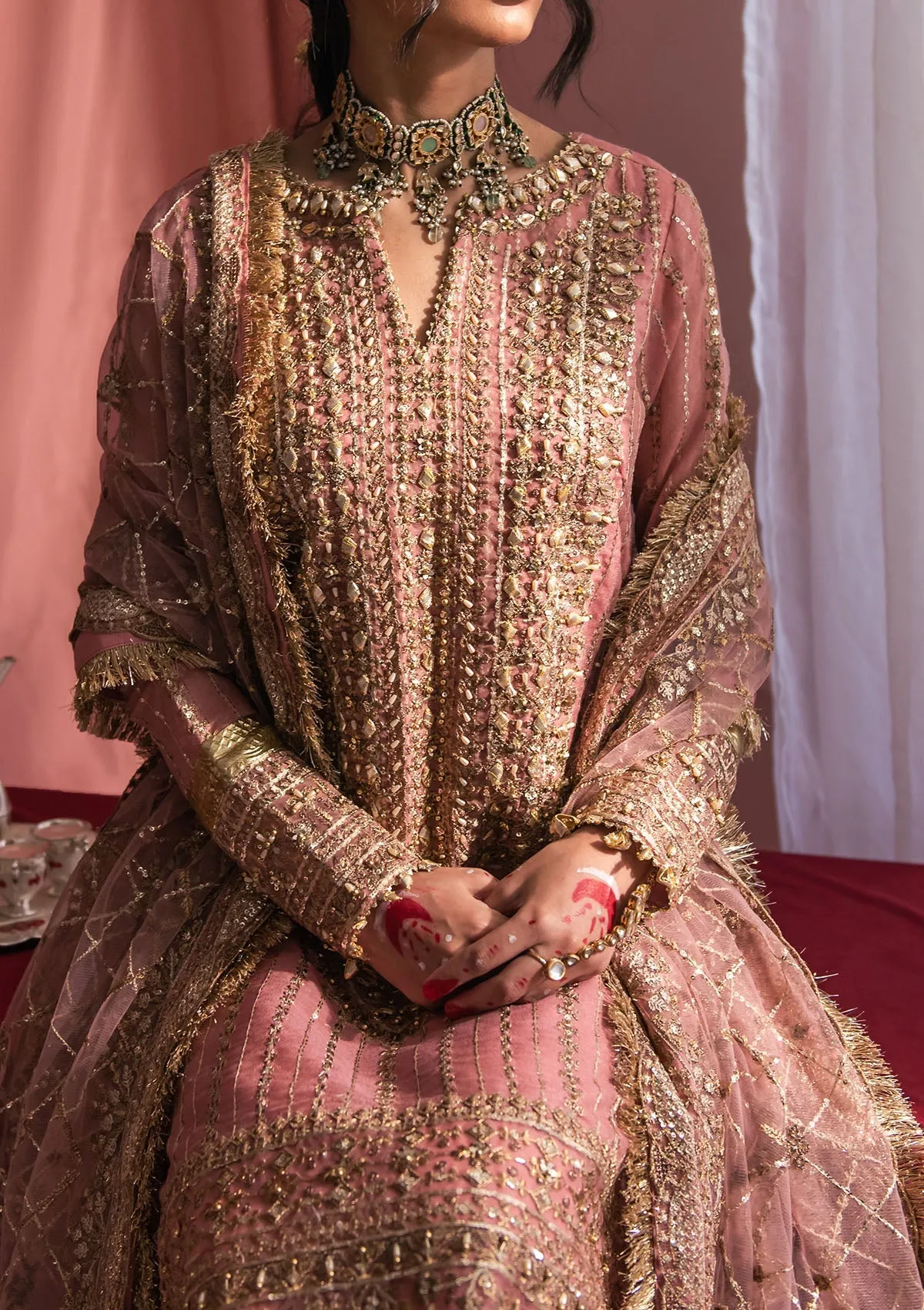 Sharara Kameez Dupatta Pink Pakistani Wedding Dress